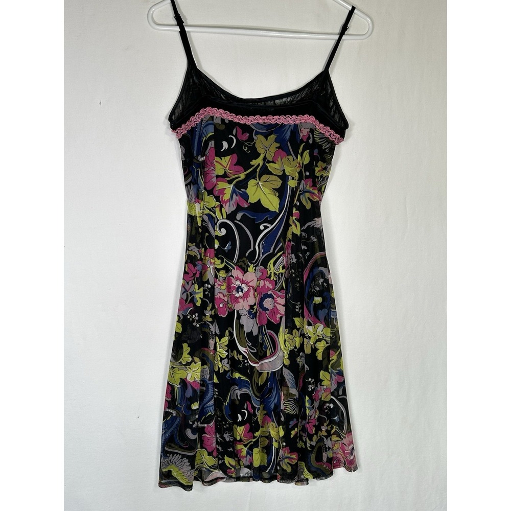 Vintage Y2K Betsey Johnson Frankly Dragon Floral Mesh Slip Dress Lace Goth Med * - Picture 12 of 14